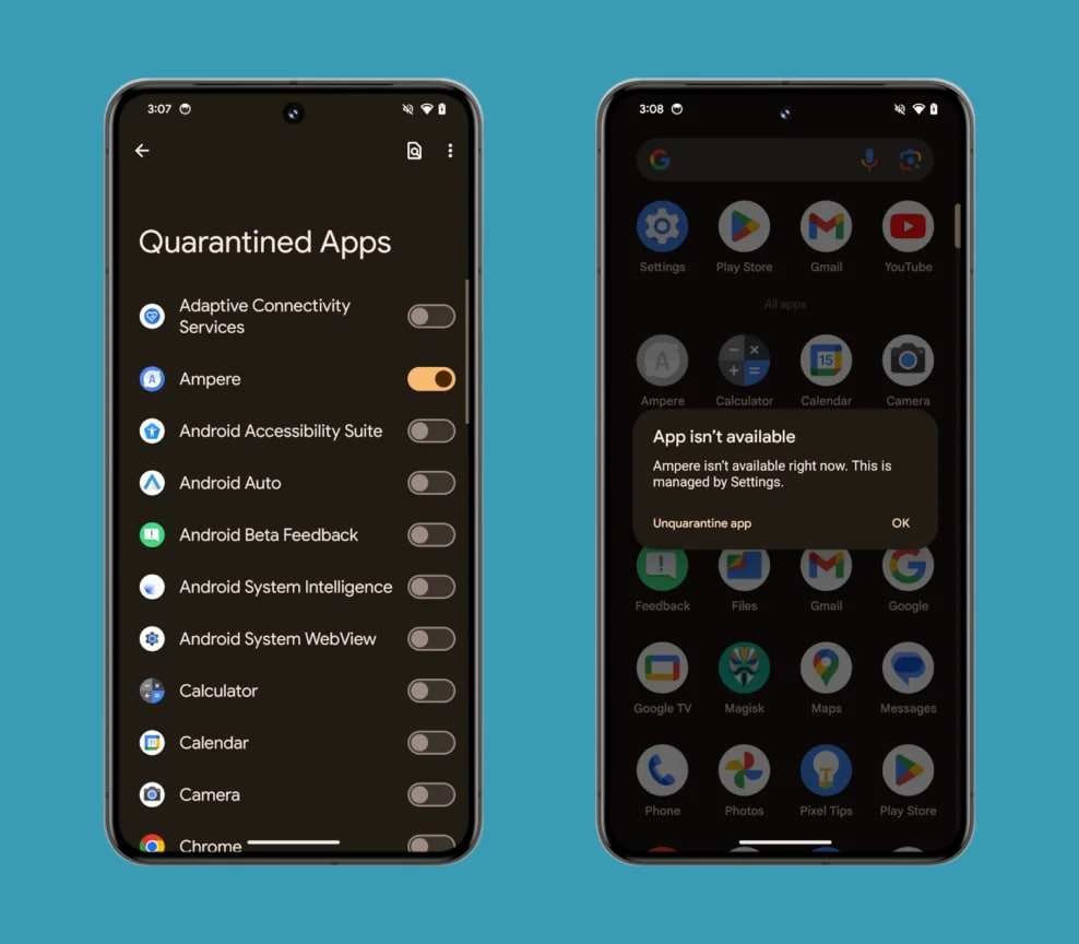 Android 15 Quarantine Apps