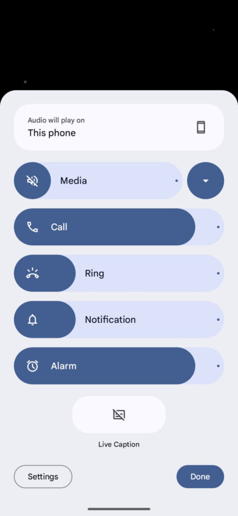 Android 15 Volume Panel UI Design