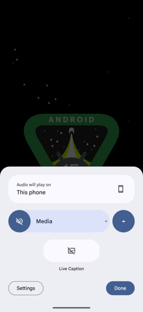 Android 15 Volume Panel UI Design